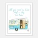 Retro Camping Trailer Watercolor with 2 Dogs All You Need is Love Art Print Instant Download