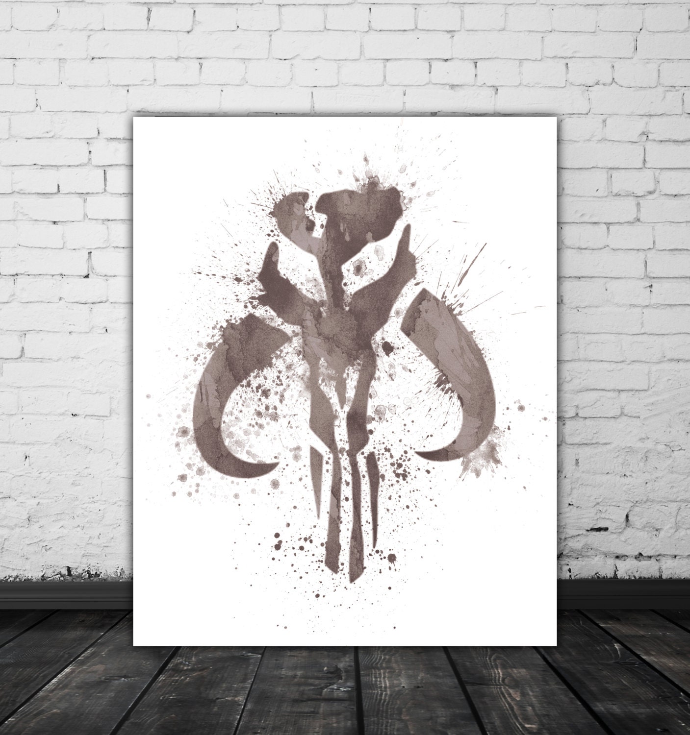 Mandalorian Boba Fett Print Mythosaur Gray Wall Art