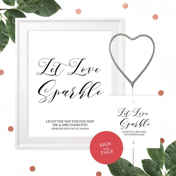 Let love Sparkle Sign &amp; Tags-Printable Sparkle Send Off