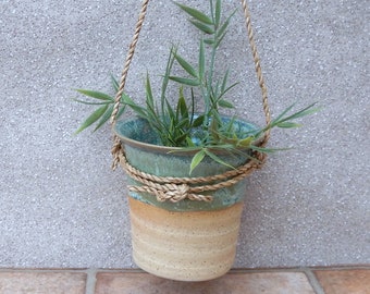 Hanging herb planter hand thrown stoneware pottery ceramic plant pot wheelthrown handmade