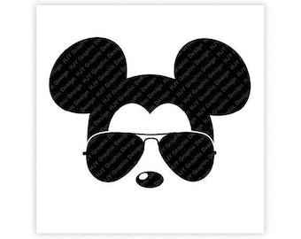 Disney, Mickey, Minnie, Mouse, Aviators, Sunglasses, Icon, Head, Ears, Digital, Download, TShirt, Cut File, SVG, Iron on, Transfer