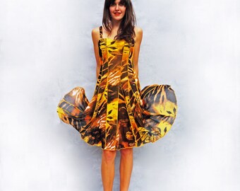Wedding Guest Dress, Vintage 80s Dress, Joseph Ribkoff Dress, Vintage Party Dress, Sleeveless Midi Dress, Flowy Dress, Yellow Dress, Boho