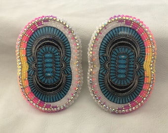 Native American made Turquoise Cab earrings