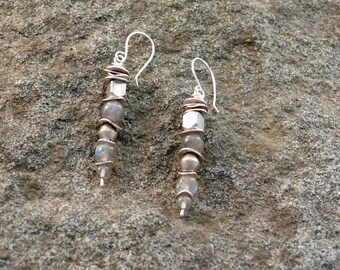 Labradorite and silver icicles, silver and stone earrings, silver jewelry, artisan jewelry, silver earrings, dangle earrings, silver