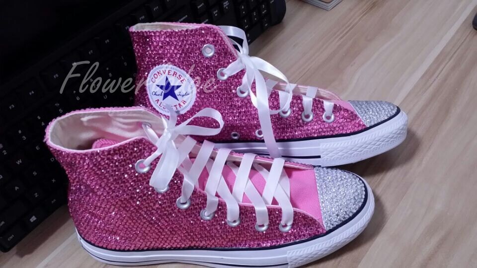 Hot Pink Crystal Flower Girl Shoes converse sparkle swarovski