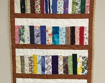 Book case quilt, 4 shelf book case, library quilt, machine quilted, 18" x 28"