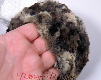 ANIMAL PRINT Powder Puff | plush powder duster | brown and taupe | gift box option | made by Bonny Bubbles