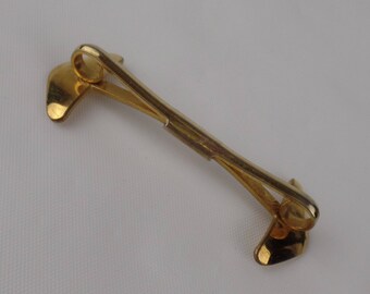 Vintage Rink-Less Goldtone Mens Shirt Collar Clasp Holder Bar Clip Stay / Patent Number issued 1941