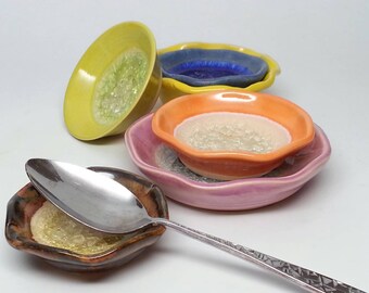 Glass Bottomed Spoon Rest, Tea Bag Holder, Jewelry Holder