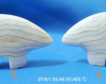 Blue Lace Agate Large Zuni Bear Pendant or Stand alone New Zuni Bears Gemstone 60 mm Choice of Bear A or Bear B