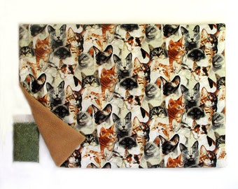 Catnip Mat plus Catnip Cats Kittens on White Refillable Reversible