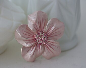Vintage Pink Enamel Brooch, Pink Brooch, Flower Jewelry, Flower Pin, Flower Brooch, Pink Jewelry, Pink Flower Brooch, Large Flower Brooch