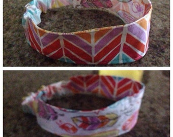 Adult broken chevron/feather reversible fabric headband/hairband/hair accessory