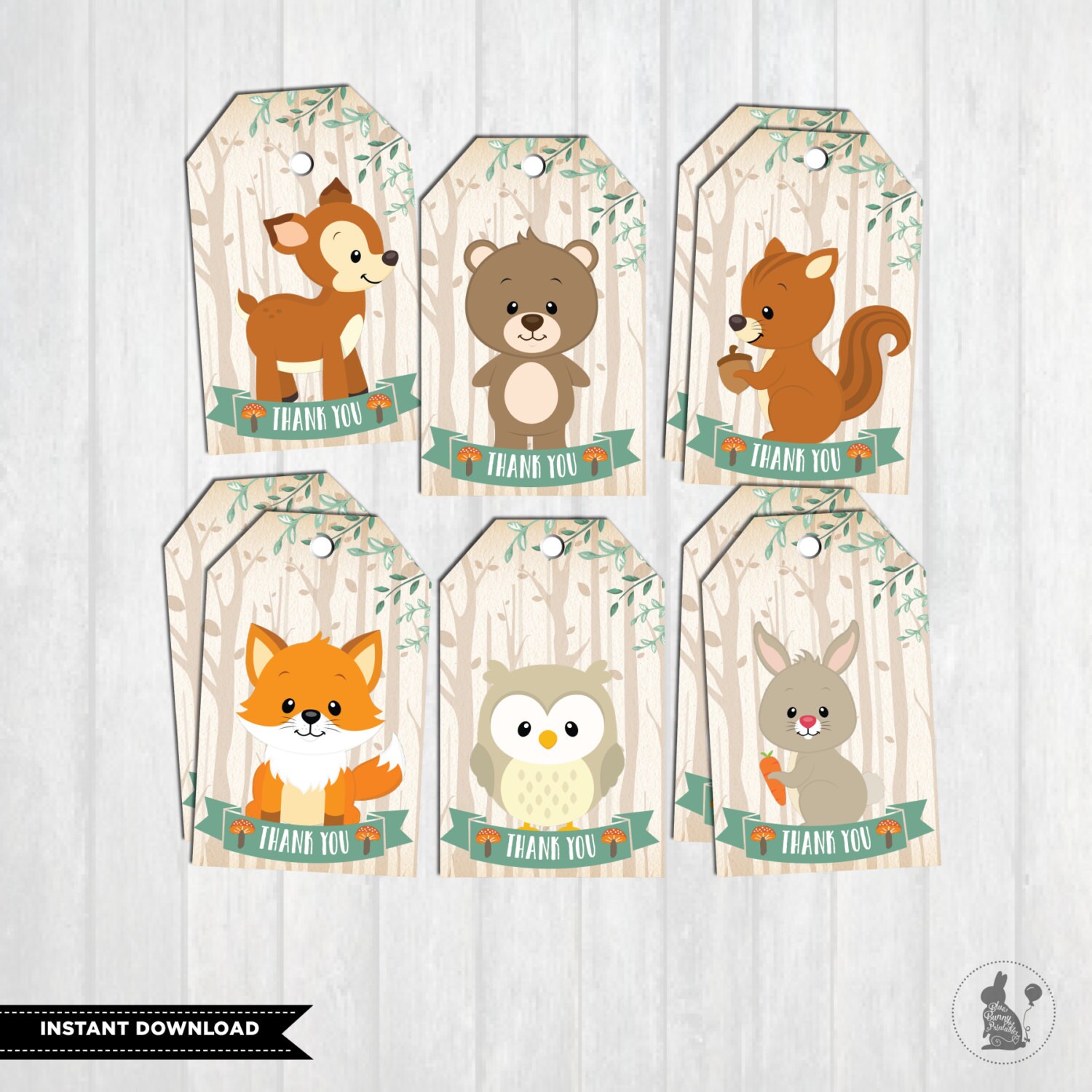 WOODLAND BABY SHOWER Favor Tags. First Birthday Party Decor.