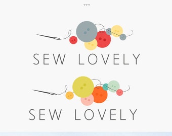 Premade Logo Design - Button Logo - Quilt Logo - Seamstress - Crafting - Fabric Store - Needle and Thread Logo - Sewing Logo - Sew - Fabric