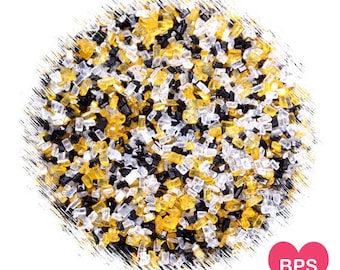 Bee Sparkling Sugar with Yellow, White & Black, Bumble Bee Sprinkles, Bumble Bee Sprinkles, Black Sprinkles, Yellow Sprinkles