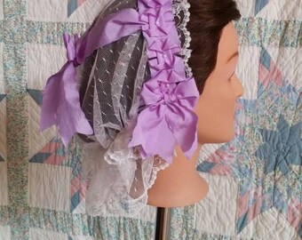 Lavender Ribboned Lacy Daycap