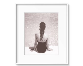 Printable Art, Beach House Art, Beach Decor, Swimming Pool Print, Contemporary Art, Black and White Print, Sepia Prints, Beach House Decor