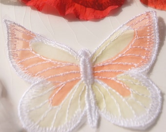 Vintage Embroidered Sheer Butterfly Applique, Vintage Embroidered Applique Butterfly, Embroidery Insect Appliques Wholesale #1163