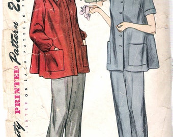 Vintage 1948 Simplicity 2458 Maternity Slack Suit Sewing Pattern Size 12 Bust 30"