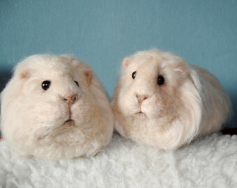 Needle Felted Long Haired Guinea Pig, Custom Made Guinea Pig, Needle Felted Pet Sculpture, Handmade Animal - Custom Made Pet Portrait