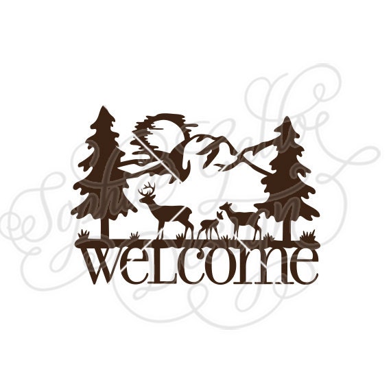 Download Welcome Sign Deer Family SVG DXF PNG digital download file