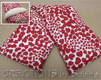 Corn Heat Bag washable cover Microwaveable Pillow Pack Heat Therapy Hearts Red White Mother's Day Gift Idea Love Heart READY TO SHIP (456)