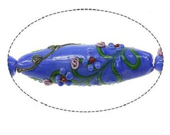 2pc 43x13mm Handmade Oval Bumpy Lampwork Beads-FR50