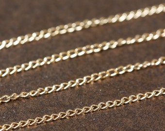 Gold Filled Chain Bulk - Fine Curb Chain 1.1mm - SAVE 5 - 10% on Bulk Chain Lengths 5 to 12 feet