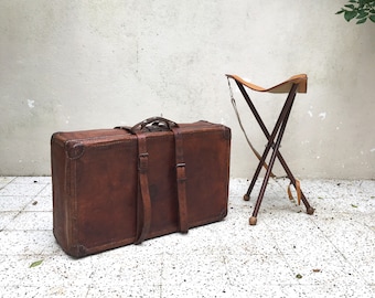 Vintage - mid century leather suitcase leather suitcase