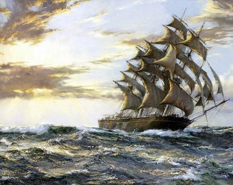 The Clipper Ship Cutty Sark Painting by Montague Dawson Art Reproduction