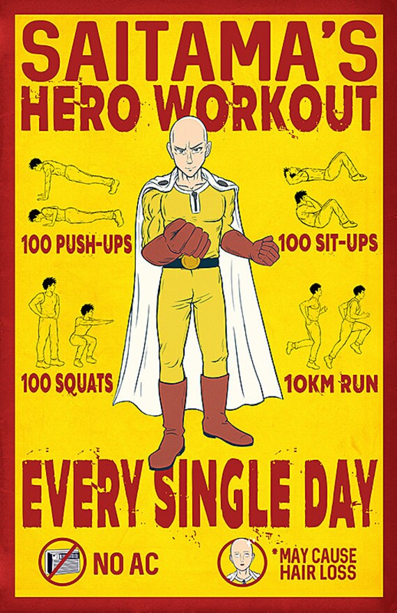 One Punch Man Workout Poster Print