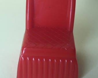 Marx Dollhouse Furniture 1/2" or 1:24 scale Red Chair vintage plastic Dollhouse furniture
