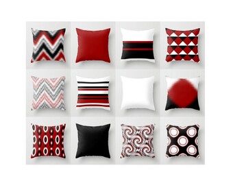 Decorative Pillow Covers, Black Red Pillows, Throw Pillow Covers, Home Decor, Cushion Covers, Accent Pillows, Mix and Match