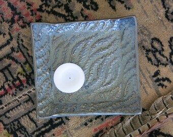 Blue Ceramic Soap Dish, Spoon Rest, Trinket Dish Home Decor Textured Waves Gift Idea, Handmade Artisan Pottery by Licia Lucas Pfadt