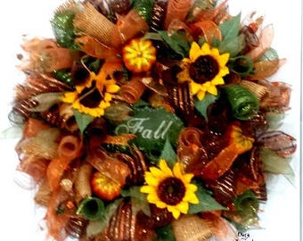 Fall wreaths for front door, Fall mesh wreaths, Sunflower wreaths, Fall wreaths, Wreaths for front door, Fall wreath for front door, Wreaths