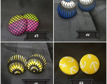 Fabric covered button earrings