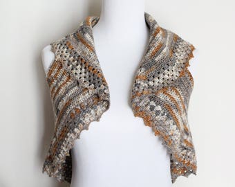 Crocheted Brown Silver thread Vest or Sweater