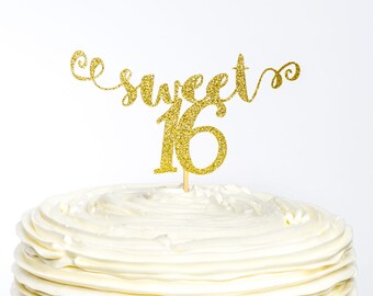 Sweet 16 Cake Topper, Sweet Sixteen Cake Topper, Cake Topper, Sweet Sixteen Birthday, Glitter Cake Topper, Birthday Cake Topper, Sixteen