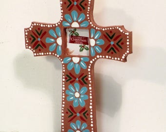 Painted wooden standing cross