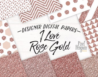 Rose Gold Digital Paper, Rose Gold Glitter Digital Paper, Rosegold Digital Paper, Rose Gold Metallic Digital Paper, Rose Gold Glitter Paper