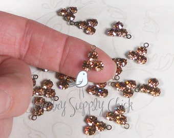 Lt. Colorado Topaz 3 stone triangle drop Swarovski crystal (x6)