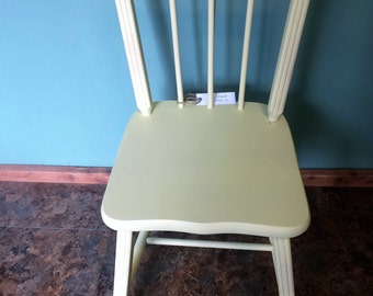 Small Desk Chair or Child's Desk Chair. Solid Pine refinished in a new flat Yellow.