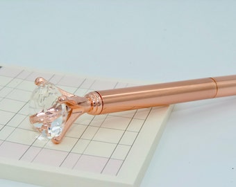 Gold rose Diamond pen black cute favor guest gift birthday party scrapbooking planner supplies