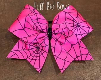 Cheer Bow - Pink Spider Web