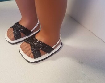 American Girl Doll Clothes, sandals. Black sandals fit 18" dolls