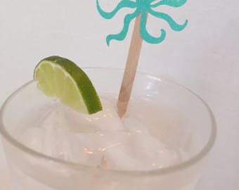 15 Octopus Swizzle Sticks - Under the Sea - Drink Stir Sticks - Nautical - Beach - Ocean - Birthday Party - Mermaid Party - Baby Shower