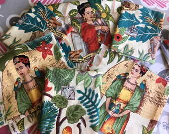Fabric scraps! Frida's Tea Garden by Alexander Henry, Frida Kahlo - any weight!