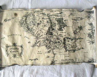 Map Of Middle Earth Scroll Lord Of The Rings Map The Hobbit Map on Handmade Scroll