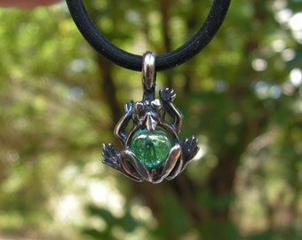 Sterling Silver Frog Pendant With Aquamarine